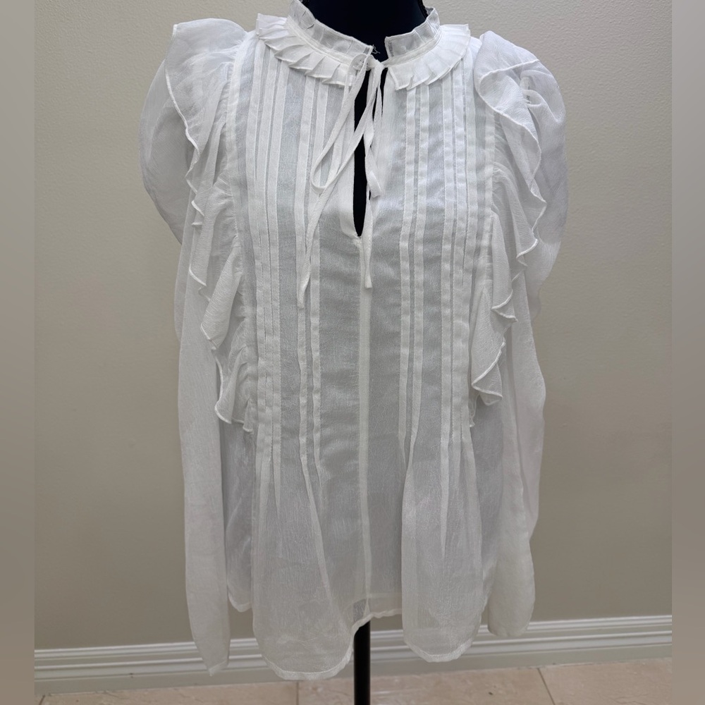 DO+BE White Ruffled Blouse